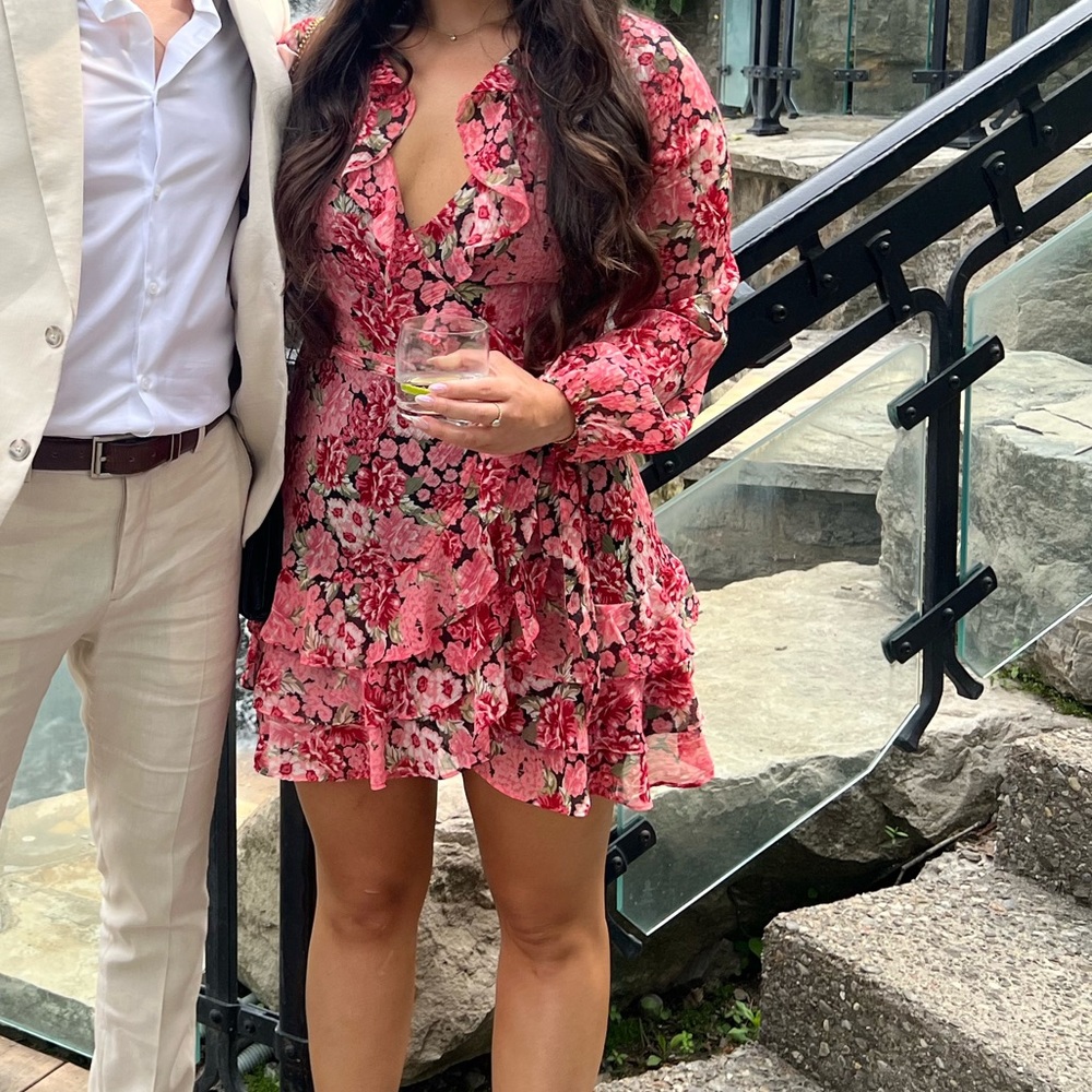 Floral Pink Ruffle Dress